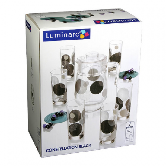 Набор (графин, 6 стаканов) Luminarc CONST BLACK 7 предметов на 6 персон купить в Минске