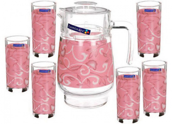 Набор (графин, 6 стаканов) Luminarc PLENITUDE ROSE 7 предметов на 6 персон купить в Минске